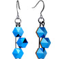 Blue Tri Pyramid Fishhook Earrings Created with Crystals