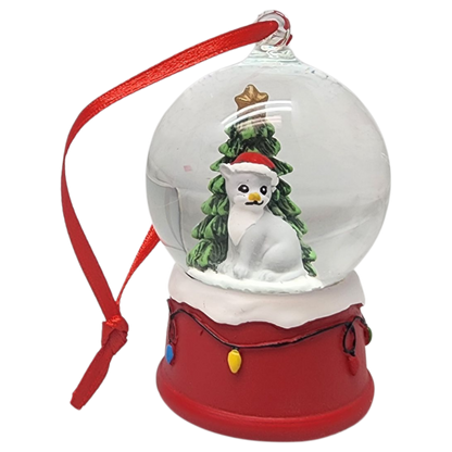 Charming Kitty Snow Globe Ornament - Grey Cat
