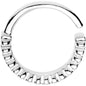 16G Rhodium Plated Half Paved Groove Seamless Circular Ring