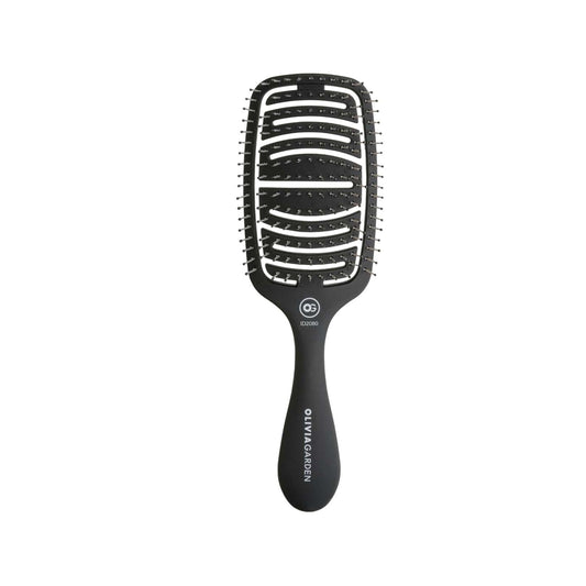 Olivia Garden Hair Brush - Essential Care Flex Thick Hair Bristles Matt Black for Gentle Detangling