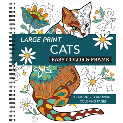 Large Print Easy Color & Frame - Cats (Stress Free Coloring Book) - Spiral