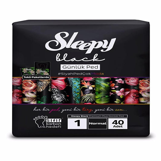 Sleepy Black Sanitary Pads - 40 Count, Chemical-Free, Hypoallergenic Menstrual Hygiene Products