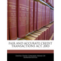 Fair and Accurate Credit Transactions ACT, 2003 - Paperback