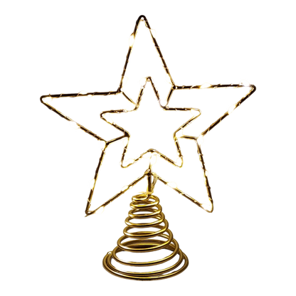 Gold Star Tree Topper with 30 Warm White Lights