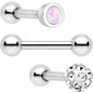 16G 1/4 Clear Gem Inlay Cartilage Tragus Earring 3 Pack Set