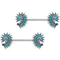 Blue Southwest Swirl Barbell Nipple Ring Set