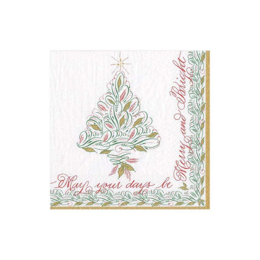 Christmas Calligraphy Paper Cocktail Napkins