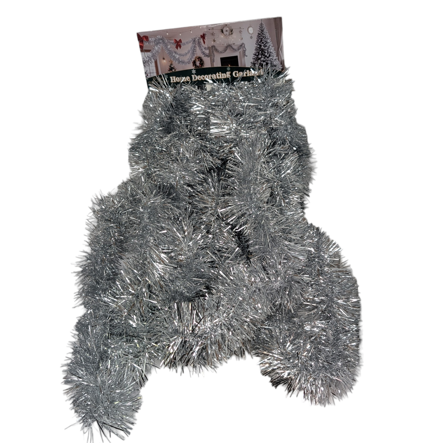 15 foot 5 Ply Classic Tinsel Garland - Silver