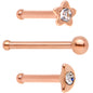 Clear CZ Gem Rose Gold PVD Night Sky Nose Bone 3 Pack Set