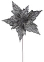 Metallic Poinsettia Stem - Pewter and Silver