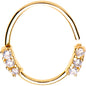 20G 3/8 Clear Gem Gold Tone Circular Closure Ring