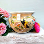 Extra Large Talavera Flower Pot | White & Tan Floral Design