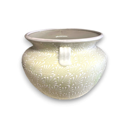Extra Large Talavera Flower Pot | White Handmade Mexican Planter