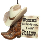 Western "Where He Leads Me" Resin Ornament