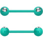 14G 5/8 Clear Gem Green Acrylic Over Steel Nipple Barbell Set