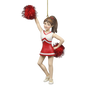 Pom-Pom Cheerleader Ornament - Red - 5.5 Inches
