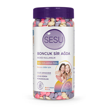Sesu Boncuk Sir Ağda - Hypoallergenic Bubble Gum Scented Hair Removal Wax for Sensitive Skin