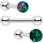 16G 1/4 Green Faux Opal Ball Cartilage Tragus Earring 3 Pack Set