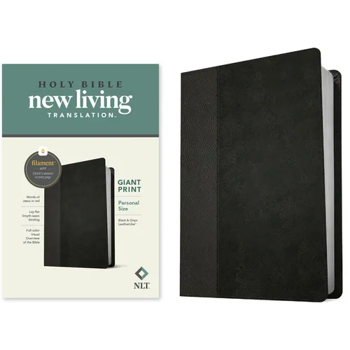 NLT Personal Size Giant Print Bible, Filament Enabled Edition (Red Letter, Leatherlike, Black/Onyx) - Imitation Leather