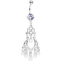 Clear Gem Clover Chandelier Dangle Belly Ring