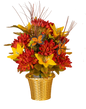 Harvest Floral Arrangements in Gold Weighted Pot -