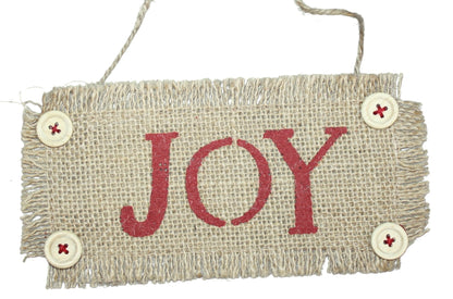 7 Inch Burlap Word Ornament - Joy