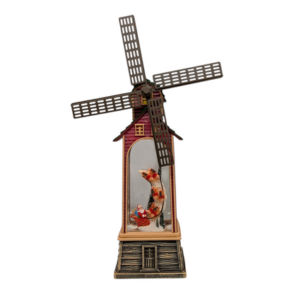 Lighted Windmill Snowglobe - Santa in his Sleigh