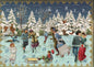 Miniature Victorian Advent Calendar Card - The Skating Pond