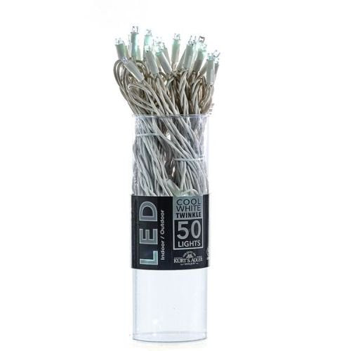 50-Light 5mm Cool White Twinkle LED White Wire Light Set