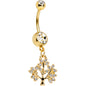 Clear Gem Gold Anodized Tree of Life Dangle Belly Ring