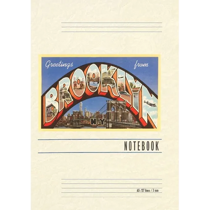 Vintage Lined Notebook Greetings from Brooklyn, New York City - Paperback
