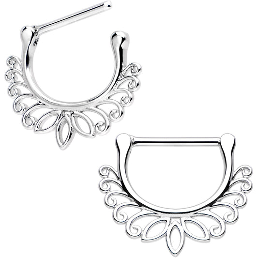 14G 7/16 Leafy Lotus Flower Nipple Clicker Set