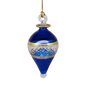 Lattice Glass Ornaments With Gold Accents - Blue Teardrop