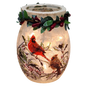 Lighted Glass Jar with Garland - Holly & Cardinals