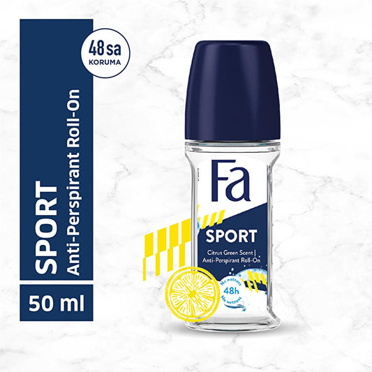 Fa Sport Men's Deodorant Roll-On - Natural Freshness, Anti-White Stain, 1.69 fl oz