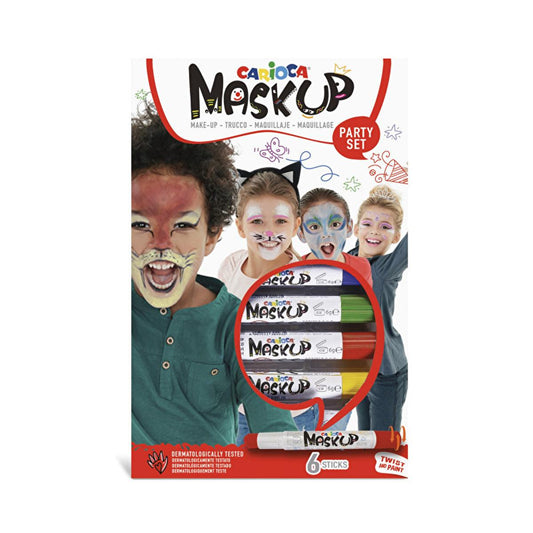 Carioca Dermatologically Tested Children's Face Paint Set - 6 Colors, Water-Based, Easy Clean-Up