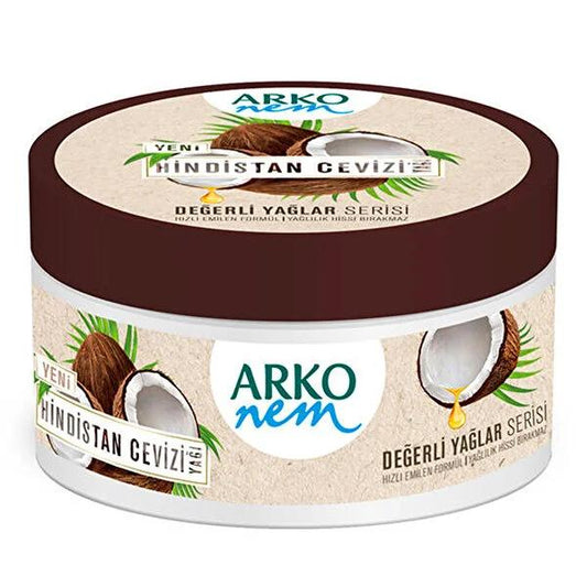 Arko Moisturizing Body Cream with Coconut Oil & Vitamin K - 250ml Hydrating Lotion for Dry Skin, Natural Skincare