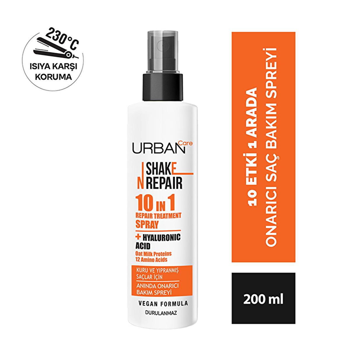 Urban Care Shake N Repair: 10-in-1 Leave-In Hair Care Spray - Heat Protection, Damage Repair, Frizz Control, Vegan - 6.76 fl oz