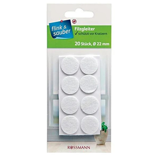 Flink & Sauber Felt Furniture Protectors - Anti-Scratch Floor Protectors for Hardwood & Ceramic Tile Floors - Self-Adhesive Felt Pads (20 Pack)