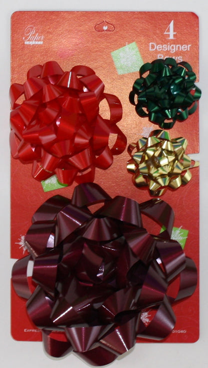 Confetti Bow 4 Pack - Burg/Gold