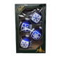 Krebs Value Glass Ball 4 pack - White Glitter Snowflakes on Deep Blue