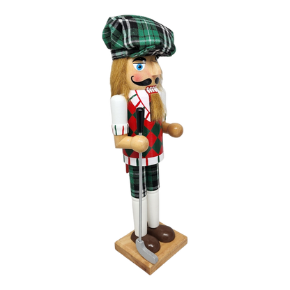 Green Plaid Golfer Nutcracker