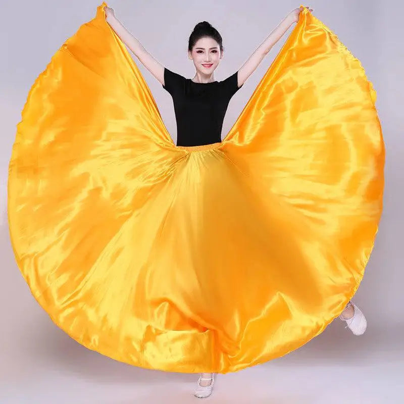 Yellow Satin Solid Color Performance Skirt
