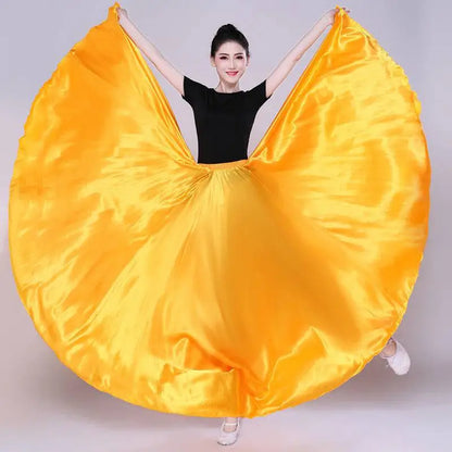 Yellow Satin Solid Color Performance Skirt