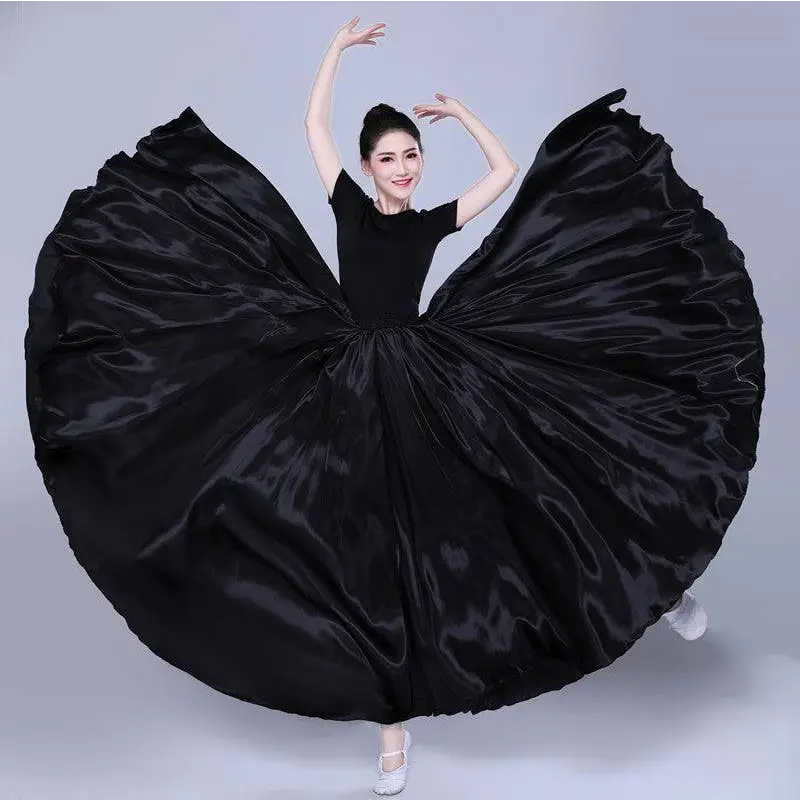 Yellow Satin Solid Color Performance Skirt