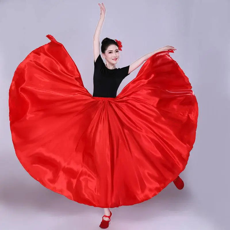 Yellow Satin Solid Color Performance Skirt