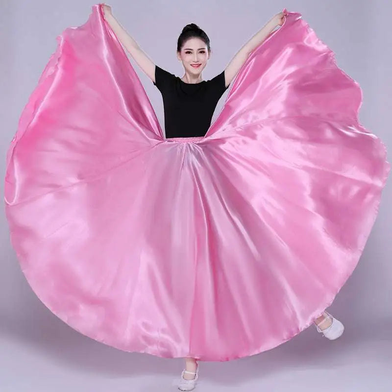 Yellow Satin Solid Color Performance Skirt