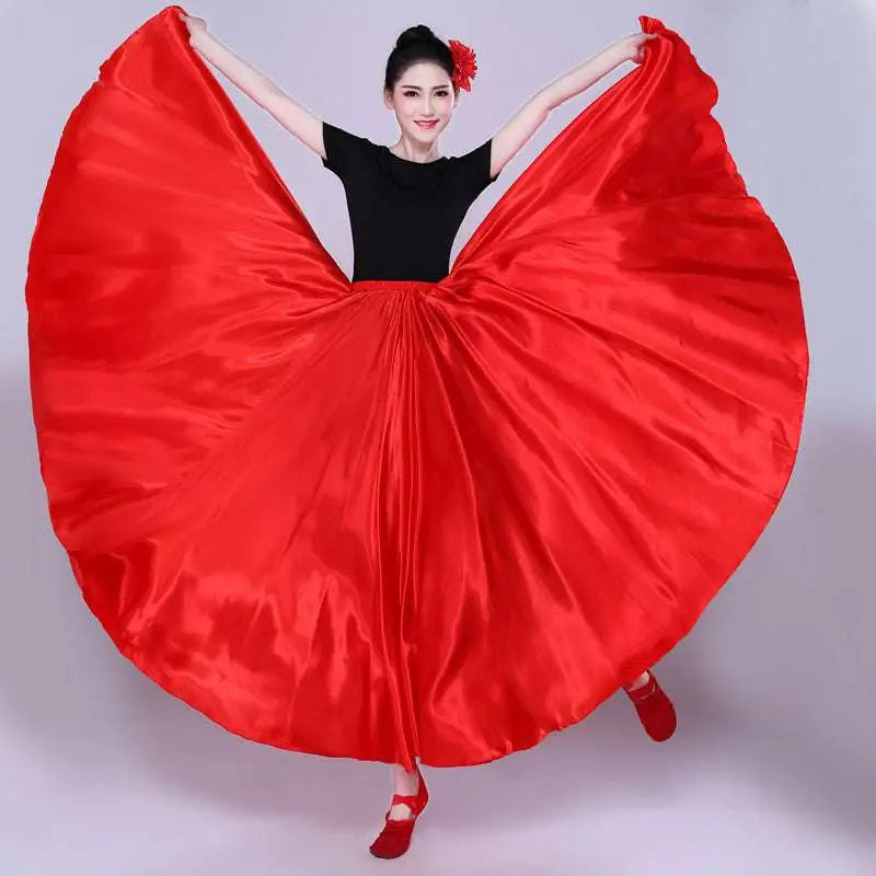 Yellow Satin Solid Color Performance Skirt