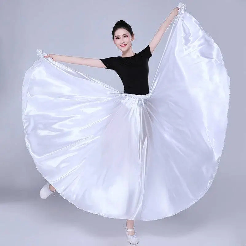 Yellow Satin Solid Color Performance Skirt