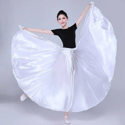 Yellow Satin Solid Color Performance Skirt